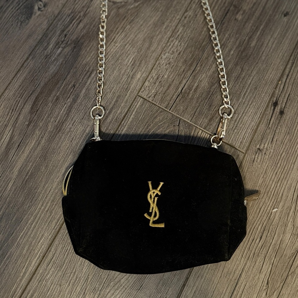 Yves Saint Laurent Black Crossbody Bag with Gold Logo | Authentic